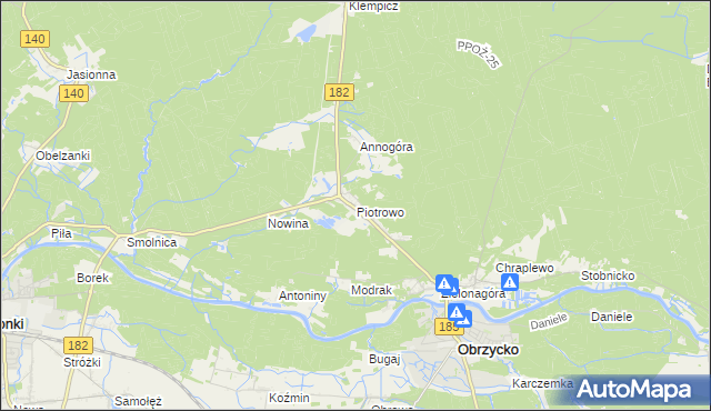 mapa Piotrowo gmina Obrzycko, Piotrowo gmina Obrzycko na mapie Targeo