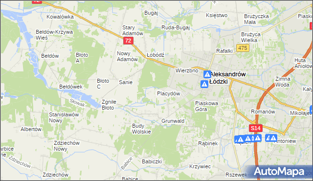 mapa Placydów, Placydów na mapie Targeo