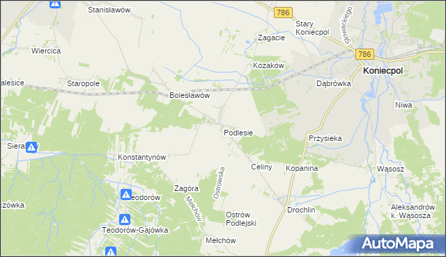 mapa Podlesie gmina Lelów, Podlesie gmina Lelów na mapie Targeo
