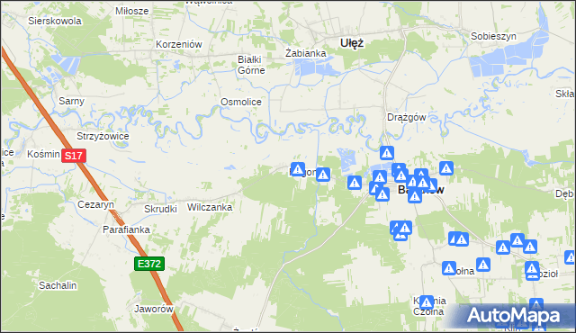 mapa Pogonów gmina Baranów, Pogonów gmina Baranów na mapie Targeo