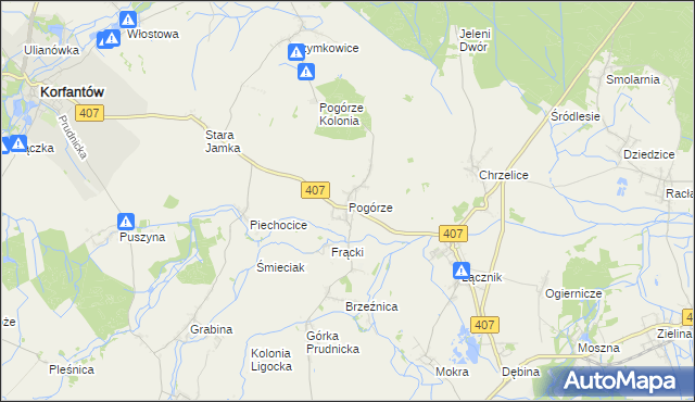 mapa Pogórze gmina Biała, Pogórze gmina Biała na mapie Targeo