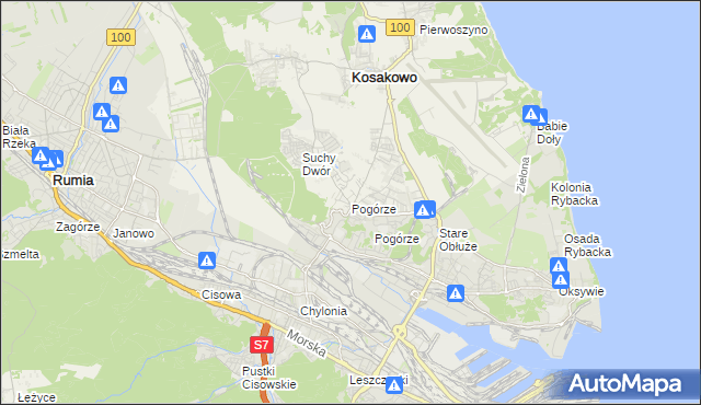 mapa Pogórze gmina Kosakowo, Pogórze gmina Kosakowo na mapie Targeo