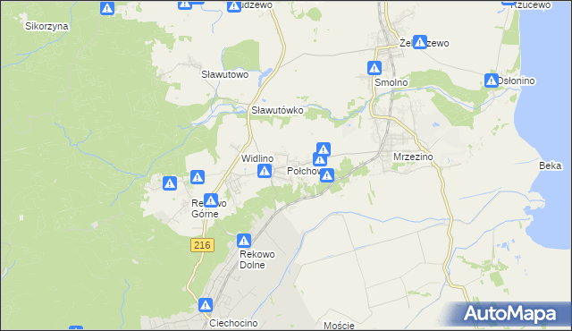 mapa Połchowo gmina Puck, Połchowo gmina Puck na mapie Targeo