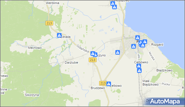 mapa Połczyno gmina Puck, Połczyno gmina Puck na mapie Targeo