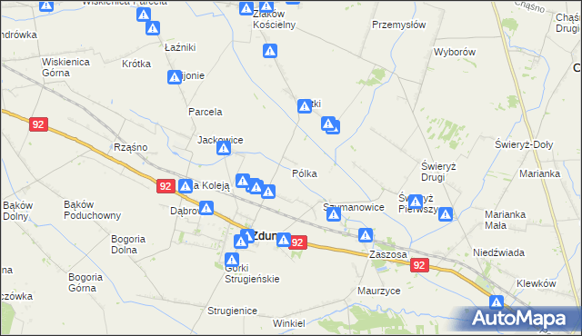 mapa Pólka gmina Zduny, Pólka gmina Zduny na mapie Targeo