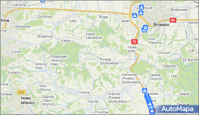 mapa Poręba Spytkowska, Poręba Spytkowska na mapie Targeo