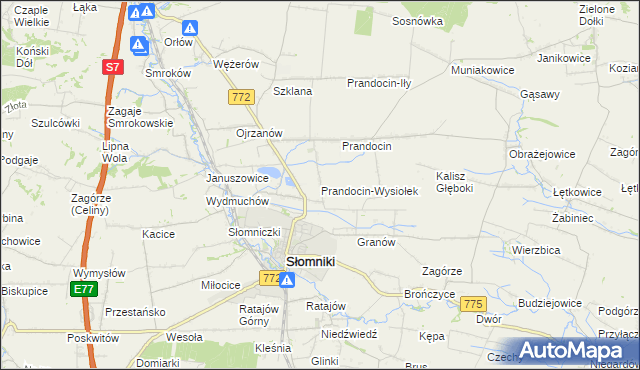 mapa Prandocin-Wysiołek, Prandocin-Wysiołek na mapie Targeo