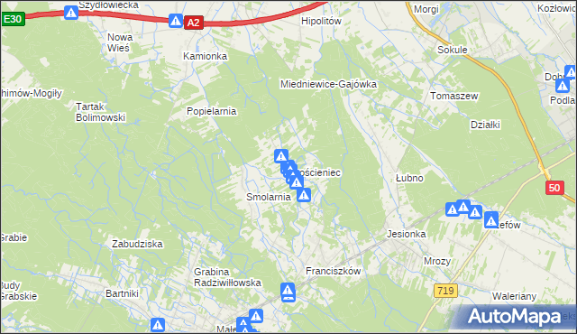 mapa Prościeniec, Prościeniec na mapie Targeo