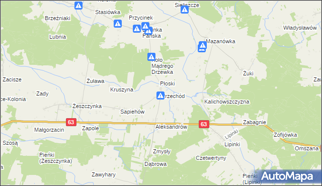 mapa Przechód gmina Sosnówka, Przechód gmina Sosnówka na mapie Targeo