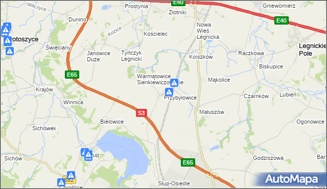 mapa Przybyłowice, Przybyłowice na mapie Targeo