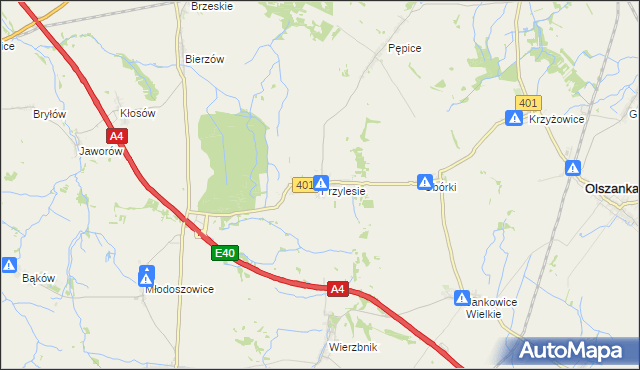 mapa Przylesie gmina Olszanka, Przylesie gmina Olszanka na mapie Targeo