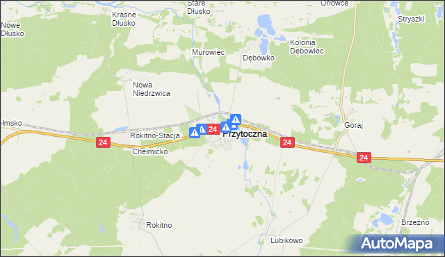 mapa Przytoczna, Przytoczna na mapie Targeo