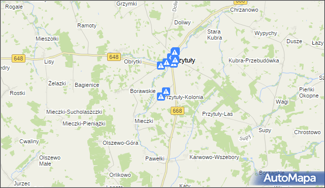 mapa Przytuły-Kolonia, Przytuły-Kolonia na mapie Targeo