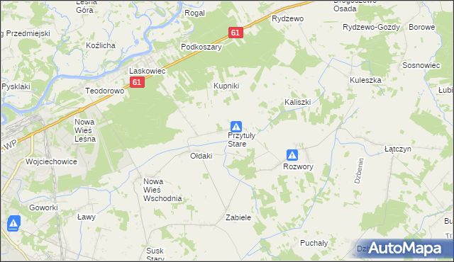 mapa Przytuły Stare, Przytuły Stare na mapie Targeo