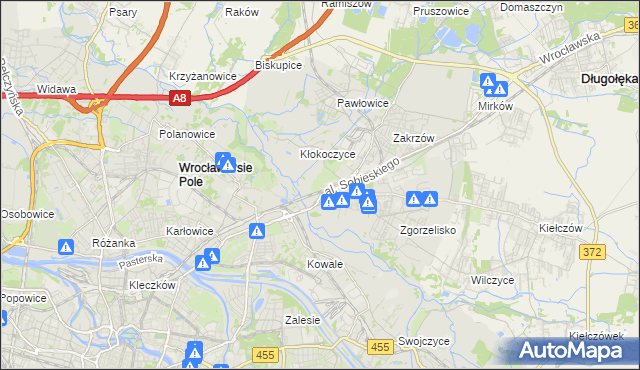 mapa Psie Pole gmina Wrocław, Psie Pole gmina Wrocław na mapie Targeo