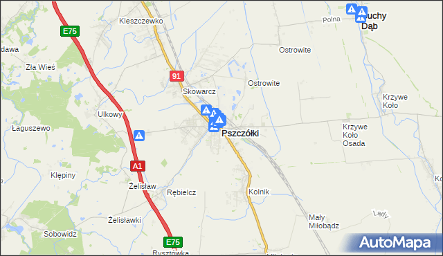mapa Pszczółki powiat gdański, Pszczółki powiat gdański na mapie Targeo