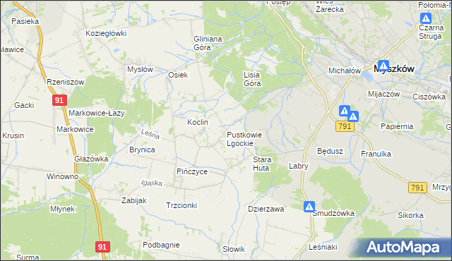 mapa Pustkowie Lgockie, Pustkowie Lgockie na mapie Targeo