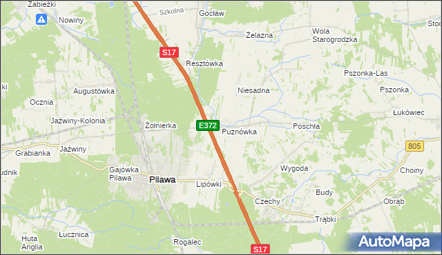 mapa Puznówka, Puznówka na mapie Targeo