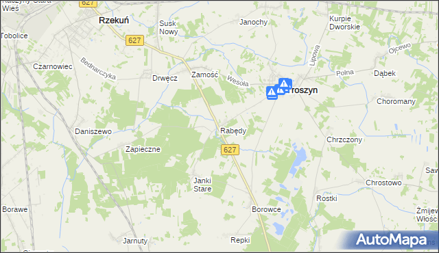 mapa Rabędy gmina Troszyn, Rabędy gmina Troszyn na mapie Targeo
