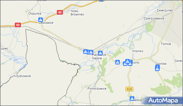 mapa Racławice Śląskie, Racławice Śląskie na mapie Targeo