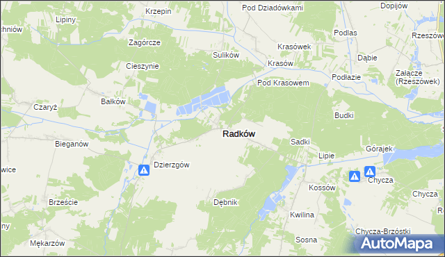 mapa Radków powiat włoszczowski, Radków powiat włoszczowski na mapie Targeo