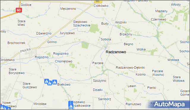 mapa Radzanowo-Lasocin, Radzanowo-Lasocin na mapie Targeo