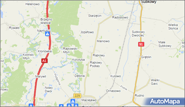 mapa Rajkowy, Rajkowy na mapie Targeo