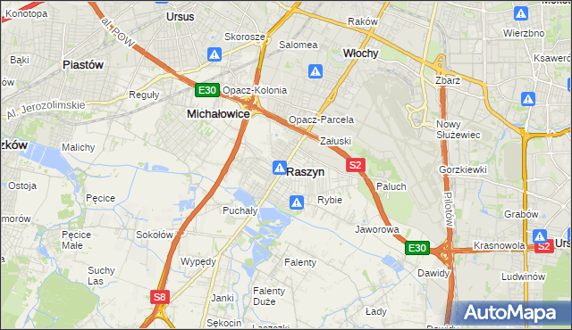 mapa Raszyn powiat pruszkowski, Raszyn powiat pruszkowski na mapie Targeo