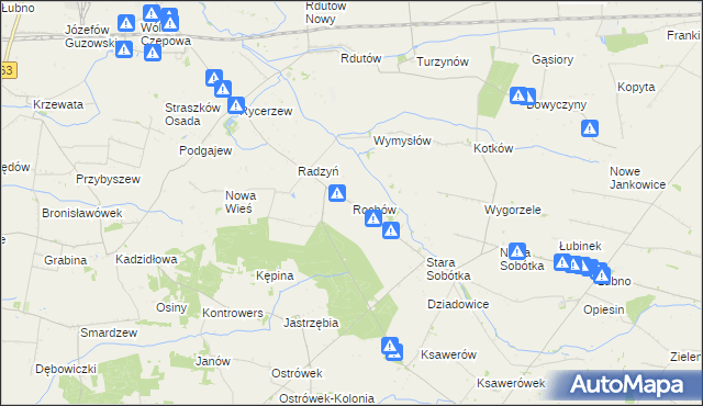 mapa Rochów gmina Grabów, Rochów gmina Grabów na mapie Targeo