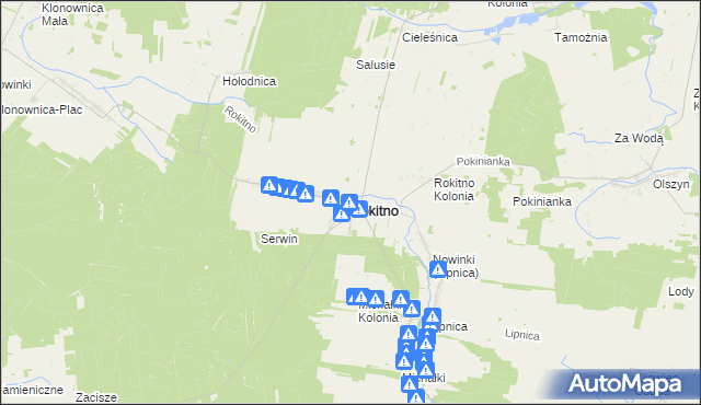 mapa Rokitno powiat bialski, Rokitno powiat bialski na mapie Targeo