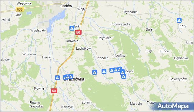 mapa Rozalin gmina Strachówka, Rozalin gmina Strachówka na mapie Targeo