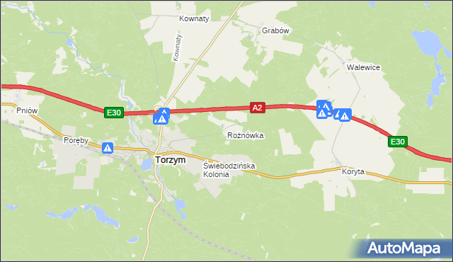 mapa Rożnówka, Rożnówka na mapie Targeo