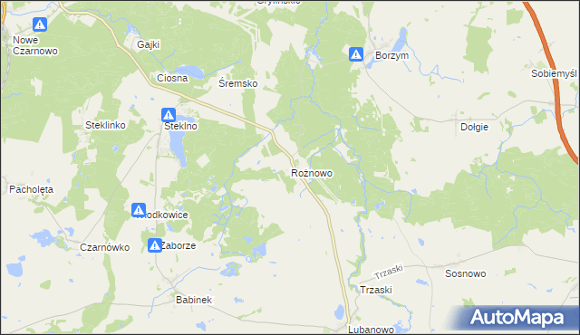 mapa Rożnowo gmina Banie, Rożnowo gmina Banie na mapie Targeo