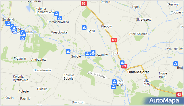 mapa Rozwadów gmina Ulan-Majorat, Rozwadów gmina Ulan-Majorat na mapie Targeo