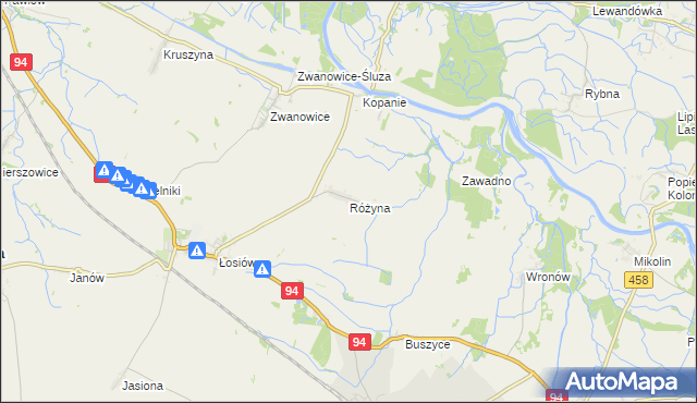 mapa Różyna gmina Lewin Brzeski, Różyna gmina Lewin Brzeski na mapie Targeo