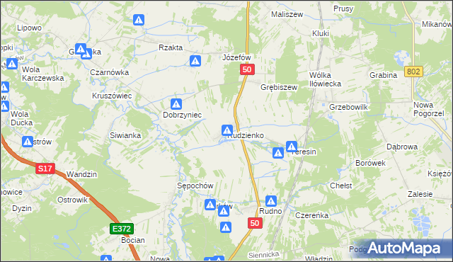 mapa Rudzienko gmina Kołbiel, Rudzienko gmina Kołbiel na mapie Targeo