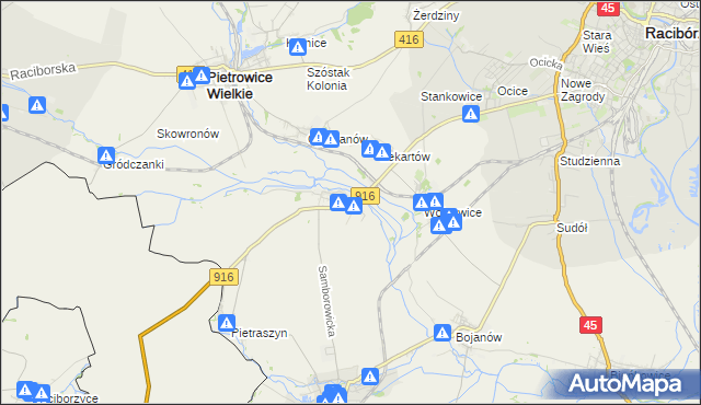 mapa Samborowice gmina Pietrowice Wielkie, Samborowice gmina Pietrowice Wielkie na mapie Targeo