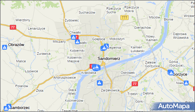 mapa Sandomierza, Sandomierz na mapie Targeo