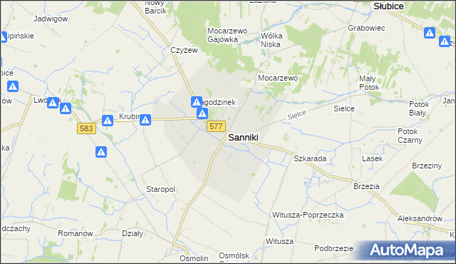 mapa Sanniki powiat gostyniński, Sanniki powiat gostyniński na mapie Targeo