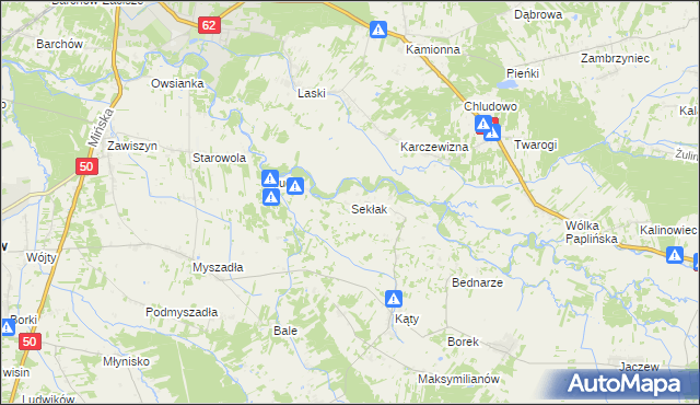 mapa Sekłak gmina Korytnica, Sekłak gmina Korytnica na mapie Targeo