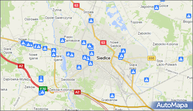 mapa Siedlce, Siedlce na mapie Targeo