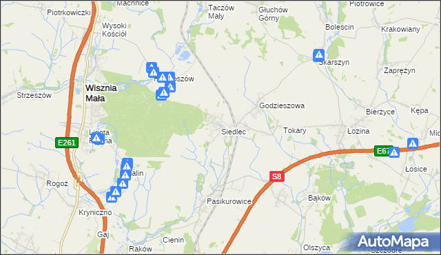 mapa Siedlec gmina Długołęka, Siedlec gmina Długołęka na mapie Targeo