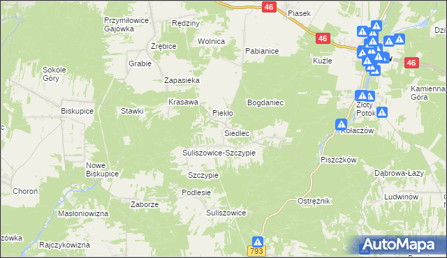 mapa Siedlec gmina Janów, Siedlec gmina Janów na mapie Targeo