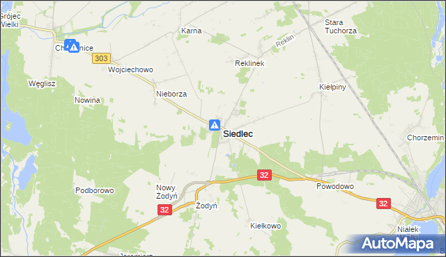 mapa Siedlec powiat wolsztyński, Siedlec powiat wolsztyński na mapie Targeo