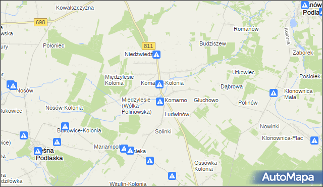 mapa Siekierka gmina Konstantynów, Siekierka gmina Konstantynów na mapie Targeo