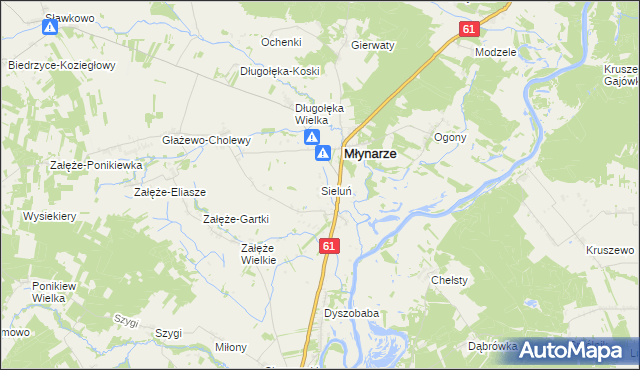 mapa Sieluń, Sieluń na mapie Targeo