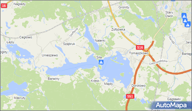 mapa Siła, Siła na mapie Targeo