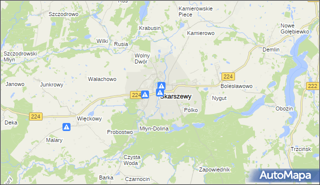 mapa Skarszewy powiat starogardzki, Skarszewy powiat starogardzki na mapie Targeo