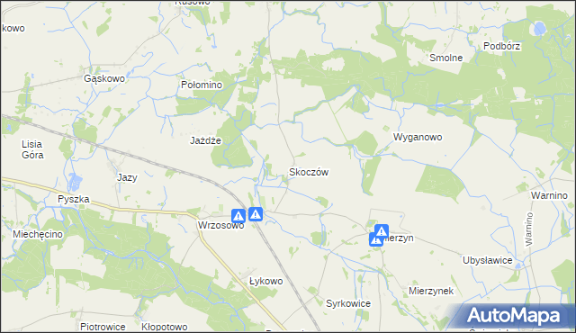 mapa Skoczów gmina Dygowo, Skoczów gmina Dygowo na mapie Targeo