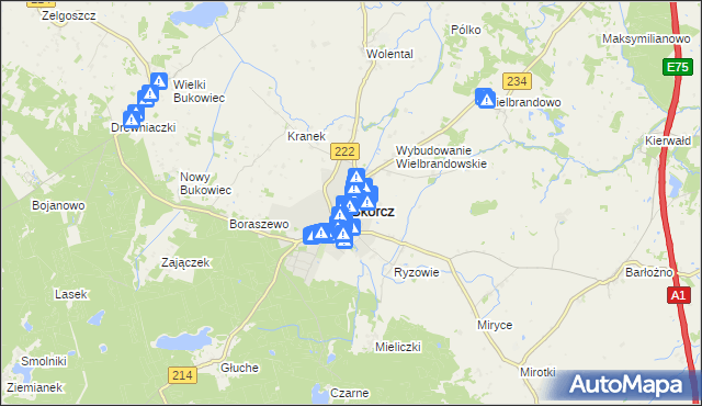 mapa Skórcz, Skórcz na mapie Targeo